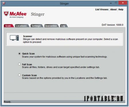 McAfee AVERT Stinger 12.1.0.1871 Eng Portable - поиск и удаление вирусов