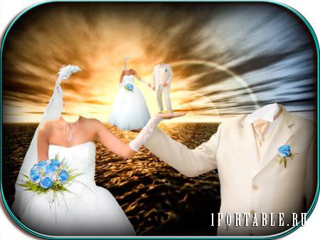 Свадебный  photoshop шаблон - На руке друг друга