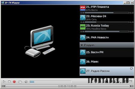 IP-TV Player 0.28.1.8842 Portable - просмотр вещания каналов IP-телевидения по сети вашего провайдера