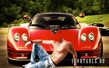  Шаблон для Photoshop - Красный спорткар 