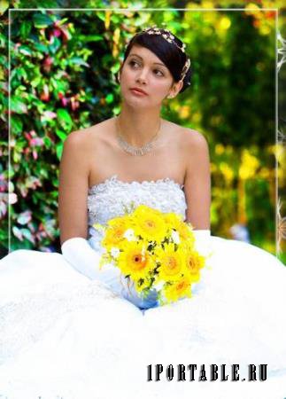 Psd для фотошопа - Невеста с желтыми цветами