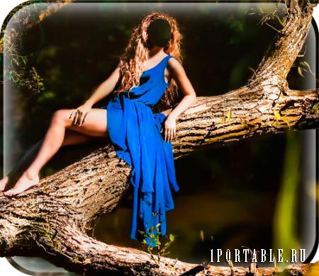 Женский шаблон для фото - Фотосессия на ветке дерева