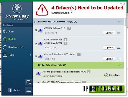 DriverEasy Pro 5.0.2.42137 En Portable - подбор актуальных версий драйверов