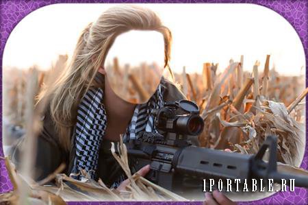 Шаблон для фотошопа - Девушка снайпер