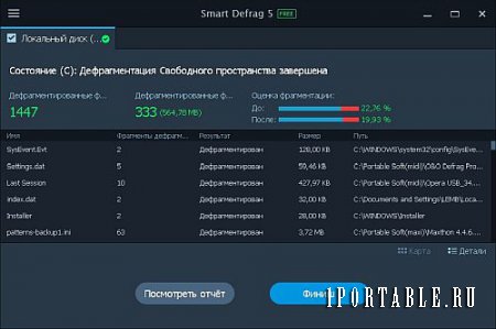IObit Smart Defrag 5.0.2.769 Free Portable by Portable-RUS - безопасный дефрагментатор файловой системы