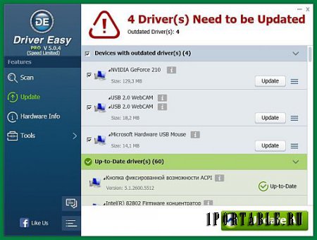 DriverEasy Pro 5.0.4.12293 En Portable - подбор актуальных версий драйверов