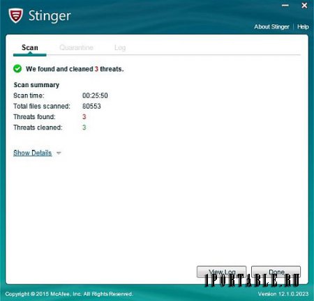 McAfee Labs Stinger 12.1.0.2023 En Portable - удаление компьютерных вирусов