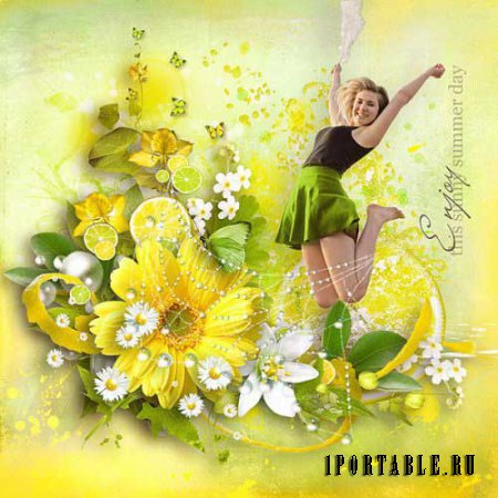 Яркий цветочный скрап-набор - Лимонная свежесть 