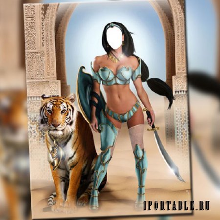  Шаблон для девушек - Принцесса с тигром 
