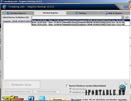 Registry Backup 3.5.0.0 En Portable - полная копия системного реестра Windows