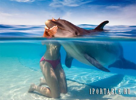  PSD шаблон для девушек - Поплавать с дельфином 