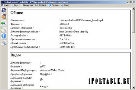 MediaInfo 0.7.90 Portable - полная информация о видео файле