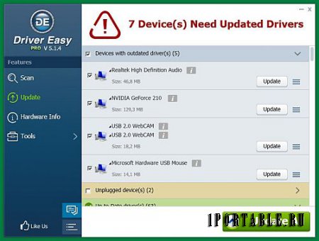 DriverEasy Pro 5.1.4.1489 En Portable (PortableApps) - подбор актуальных версий драйверов