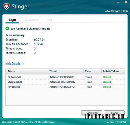 McAfee Labs Stinger 12.1.0.2221 En Portable - удаление компьютерных вирусов