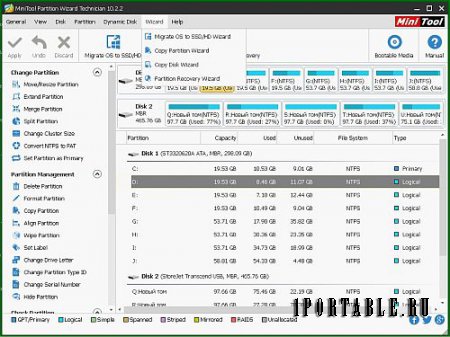 MiniTool Partition Wizard Technician Edition 10.2.2 En Portable - управление дисками/разделами