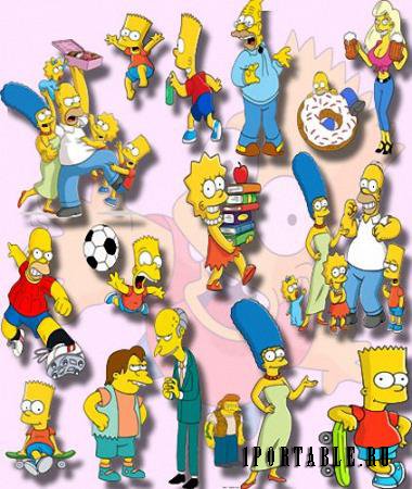 Картинки на прозрачном фоне -  Герои мультфильма Симпсоны