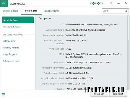Kaspersky System Checker 1.2.0.290 dc2.10.2017 En Portable - проверка безопасности вашего ПК