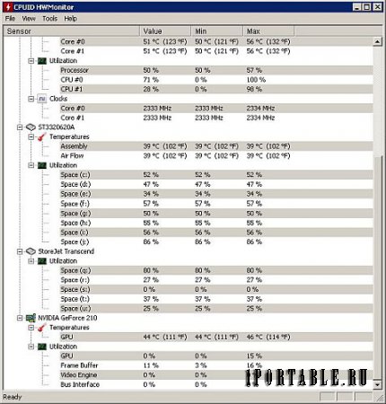 HWMonitor 1.33 En Portable - отображение и мониторинг параметров ключевых компонентов компьютера