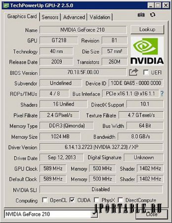 GPU-Z 2.5.0 En Portable (PortableAppZ) - диагностика видеоадаптера