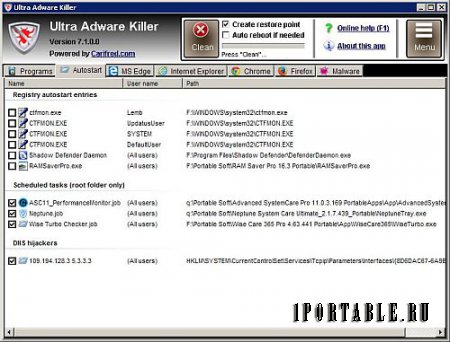 Ultra Adware Killer 7.1.0.0 En Portable - обнаружение потенциально вредоносного ПО