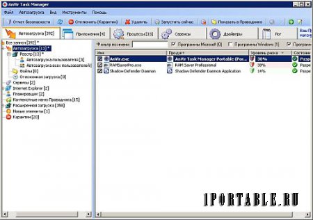 AnVir Task Manager 9.1.4 Final Portable + Help (PortableApps) - управление приложениями, процессами, службами