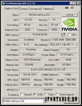 GPU-Z 2.7.0 En Portable (PortableAppZ) - диагностика видеоадаптера