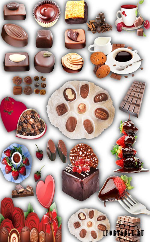Клипарты для фотошопа - Шоколад, шоколадные конфеты