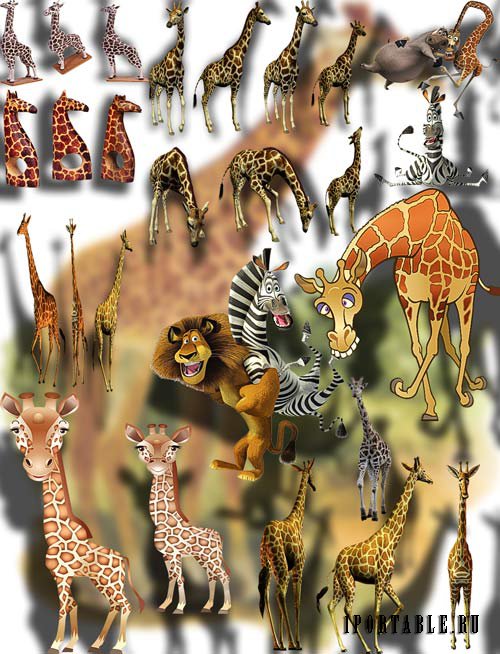 Клип-арты картинки - Веселые жирафы