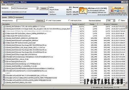 WizTree 3.21 Portable - анализатор дискового пространства/поиск объемных файлов и папок