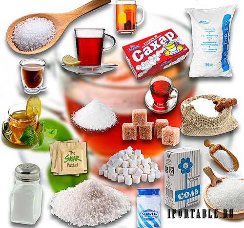 Клипарты png - Сахар, соль и чай