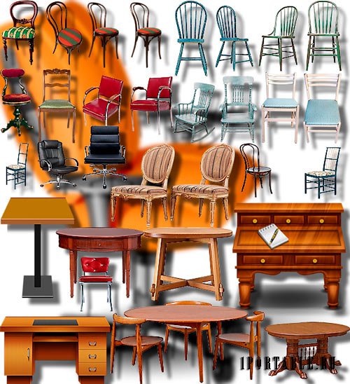 Клипарты на прозрачном фоне - Столы и стулья