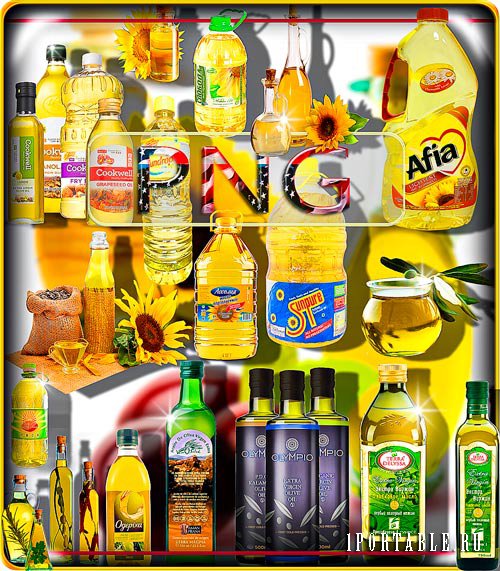 Коллекция Png клип-артов - Подсолнечное и оливковое масло