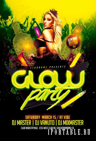 Glow Party psd flyer template
