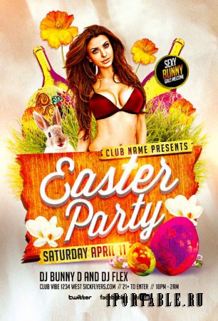 Easter Party psd flyer template