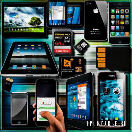 Прозрачные клипарты для фотошопа - Планшеты, айфоны, карты памяти, смартфоны