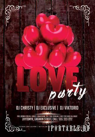 Love party psd flyer template