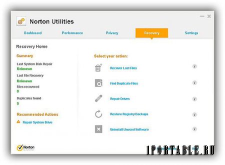 Norton Utilities 16.0.0.126 Portable - комплексное обслуживание системы Windows
