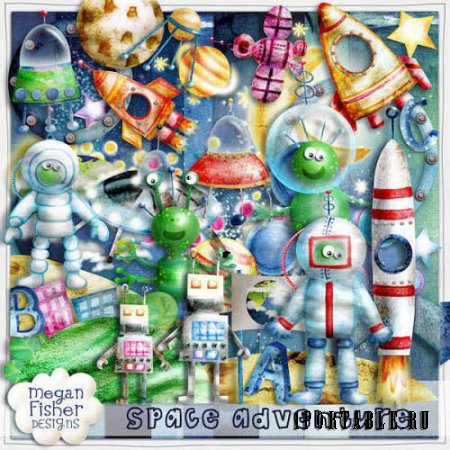 Космический детский скрап-комплект - Космические приключения 