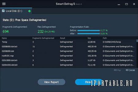 IObit Smart Defrag 5.0.0.490 En Portable by PortableApps - безопасный дефрагментатор файловой системы