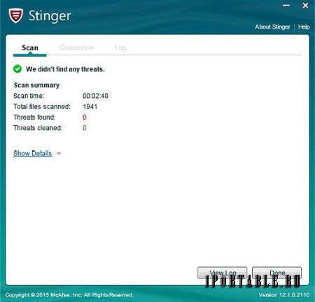 McAfee Labs Stinger 12.1.0.2110 En Portable - удаление компьютерных вирусов