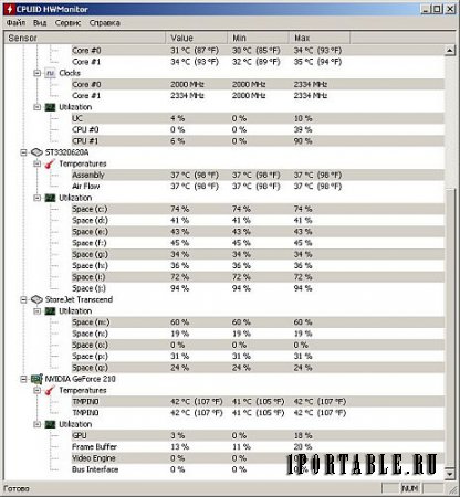 HWMonitor 1.30 Portable - отображение и мониторинг параметров ключевых компонентов компьютера