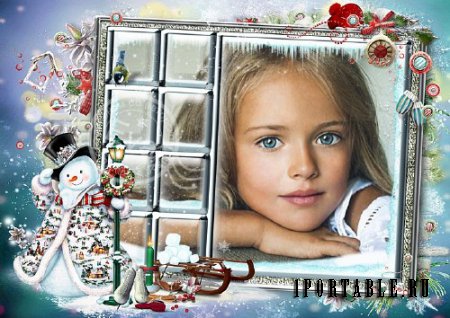  Детская рамочка для фотошопа - Зима из окна