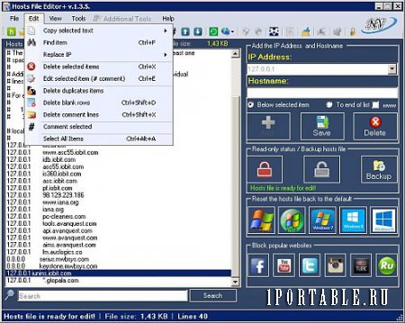 Hosts File Editor 1.3.5 En Portable - продвинутый редактор хост файла