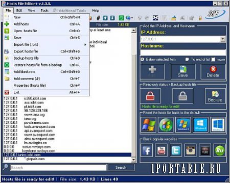 Hosts File Editor 1.3.5 En Portable - продвинутый редактор хост файла