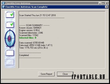 ClamWin Free Antivirus JE 0.99.4 dc21.06.2018 En Portable by jeder - антивирусный сканер на основе Облачных технологий